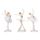 3 шт. Статуэтка балерины настольное украшение пластиковая танцующая девушка ремесла Статуэтки для домашнего декора (белый)