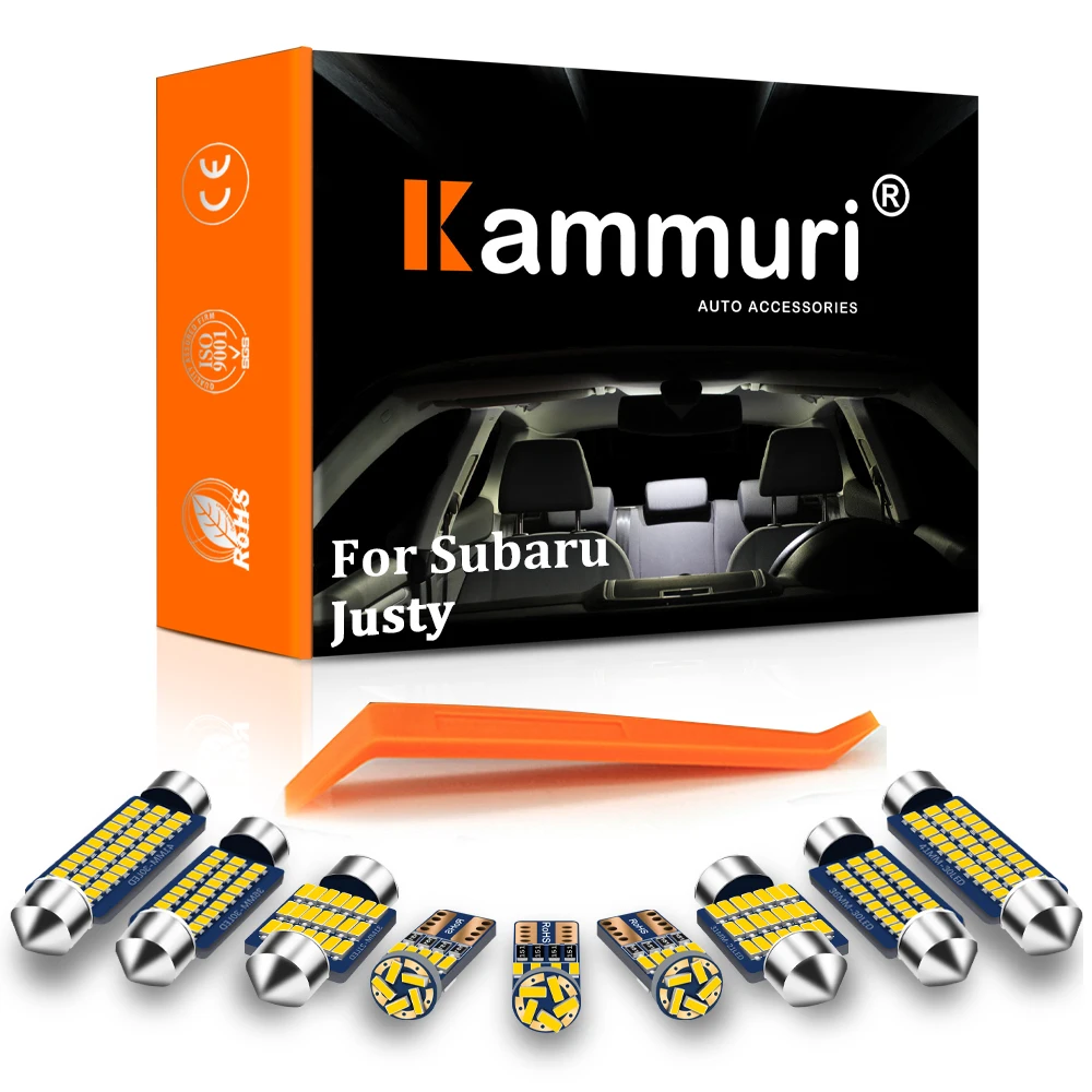 

KAMMURI 11Pcs Error Free White LED Car Interior Light Package Kit For Subaru Justy 1989 1990 1991 1992 1993 1994