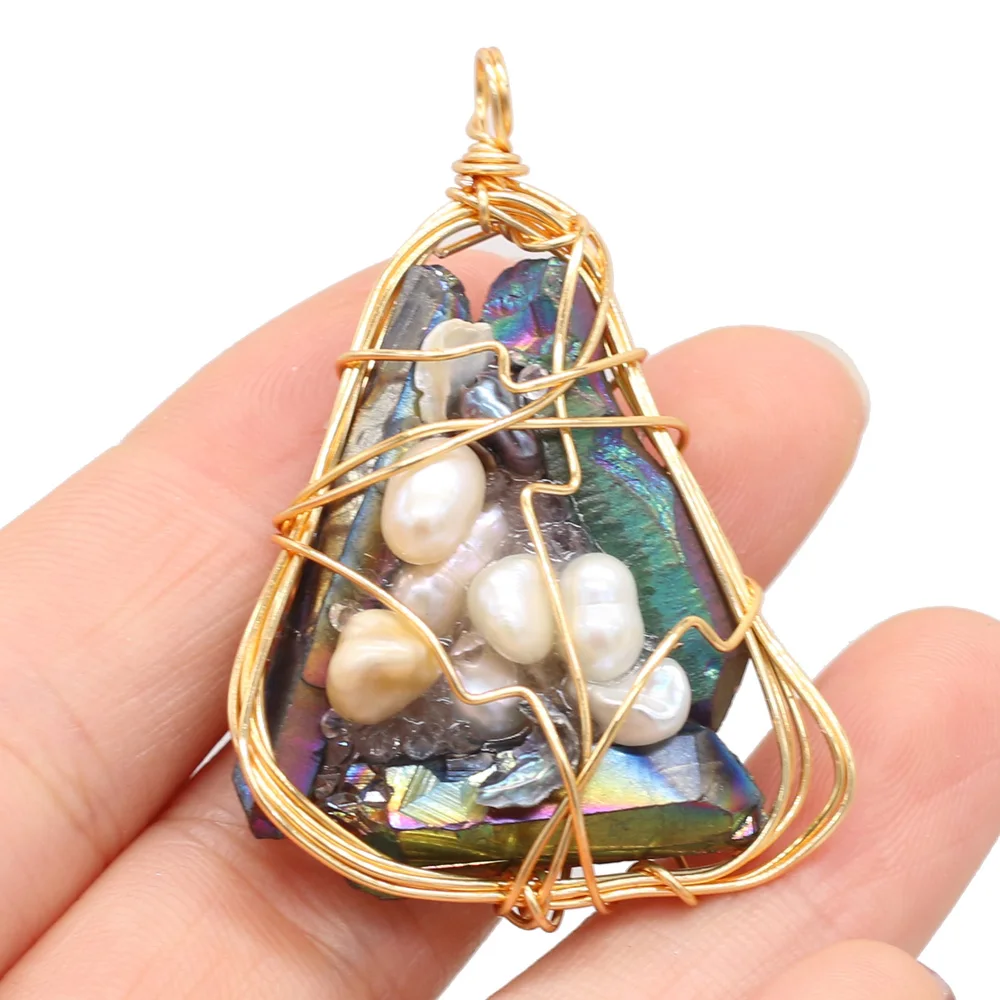 Лидер продаж 2021 натуральный пресноводный жемчуг треугольный обмоток золотой