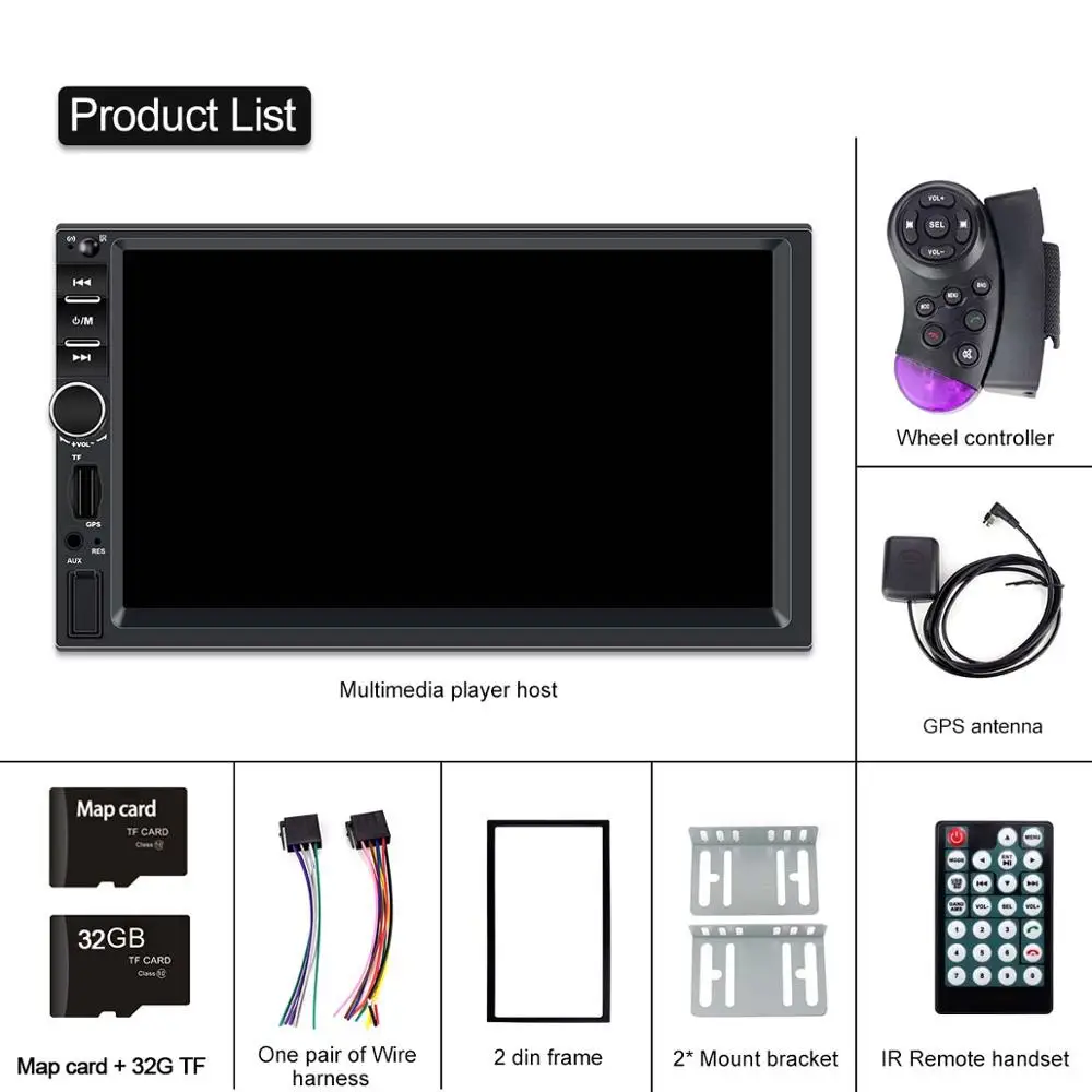C- with 32G 2 din car radio gps auto radios navigation multimedia player touch screen vehicle GPS navi double din autoradio - Цвет: C- with 32G