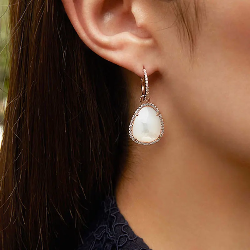 Модный шарм копия 1:1 Реплика розовое золото черный гематит падение серьги в паре