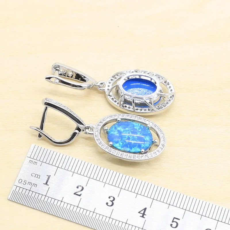 Роскошный комплект свадебных украшений из стерлингового серебра 925 пробы с Синим