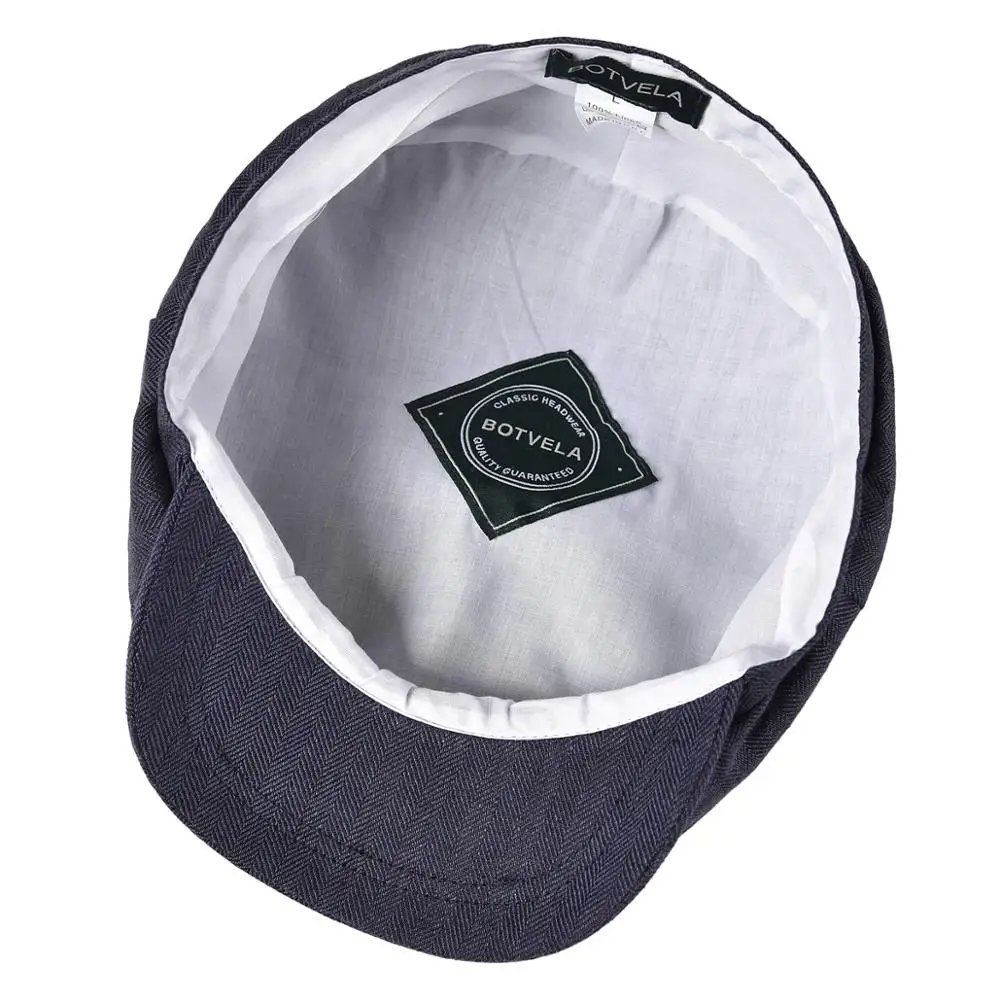 

Newsboy Hat for Men Women Herringbone Linen Bakerboy Caps Lightweight Breathable Flat Hat Apple Beret Hats
