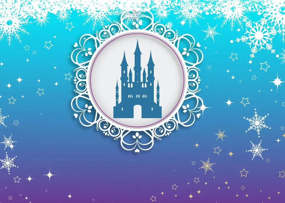 Зимний синий ледяной замок фон снежинка Праздник принцесса тематическая