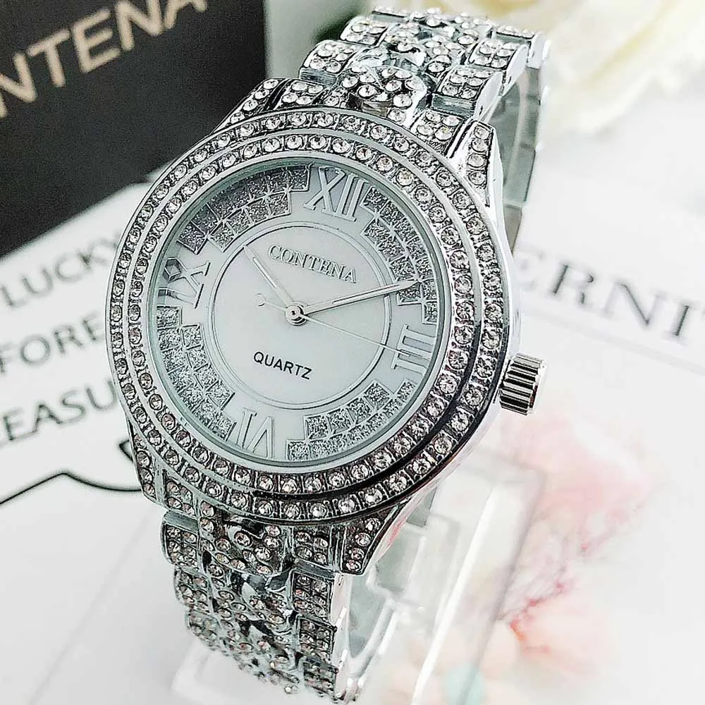Relogio Feminino, женские часы с большим циферблатом, роскошный бренд, модные стразы, золотые женские наручные часы, женские часы, подарок для девочки