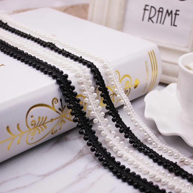 1 ярдов/партия жемчужным бисером кружевной лентой африканская кружевная ткань из