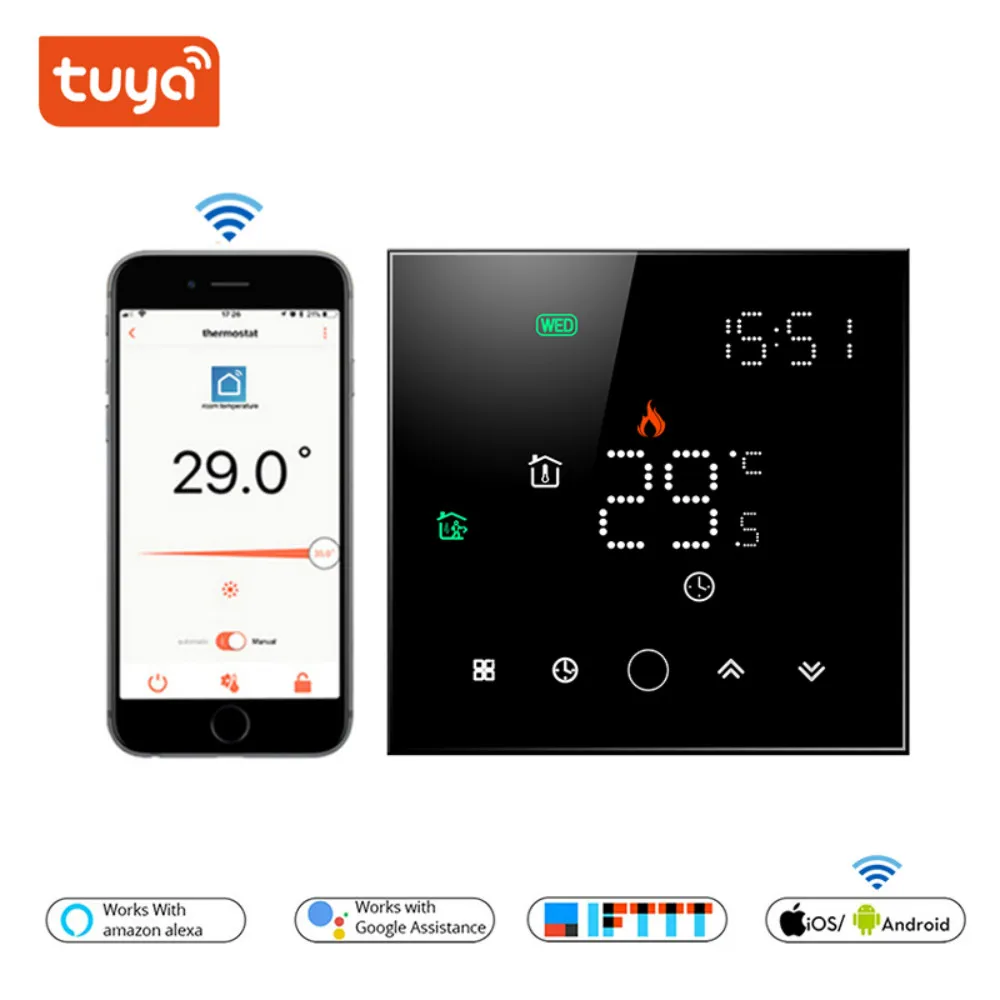 Термостат для теплого пола Tuya умный регулятор температуры работает с Google Home
