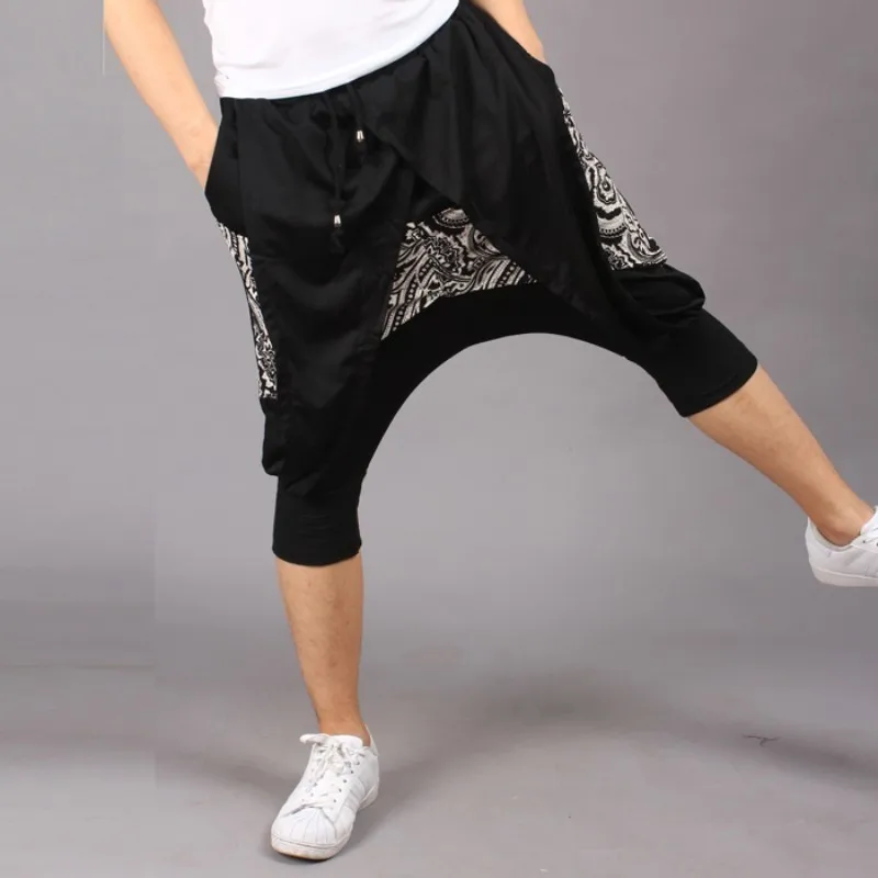 Винтажные летние мужские укороченные Дамские Брюки с кулиской на талии модные