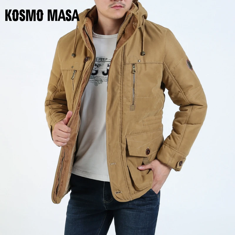 Теплая Флисовая Длинная зимняя куртка KOSMO Mass Мужская водонепроницаемая с