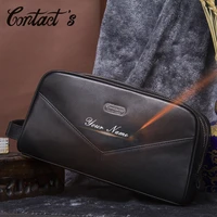 contacts genuine leather mens cosmetic bags case travel organizer men toiletry bag luxury brand makeup bags large capacity