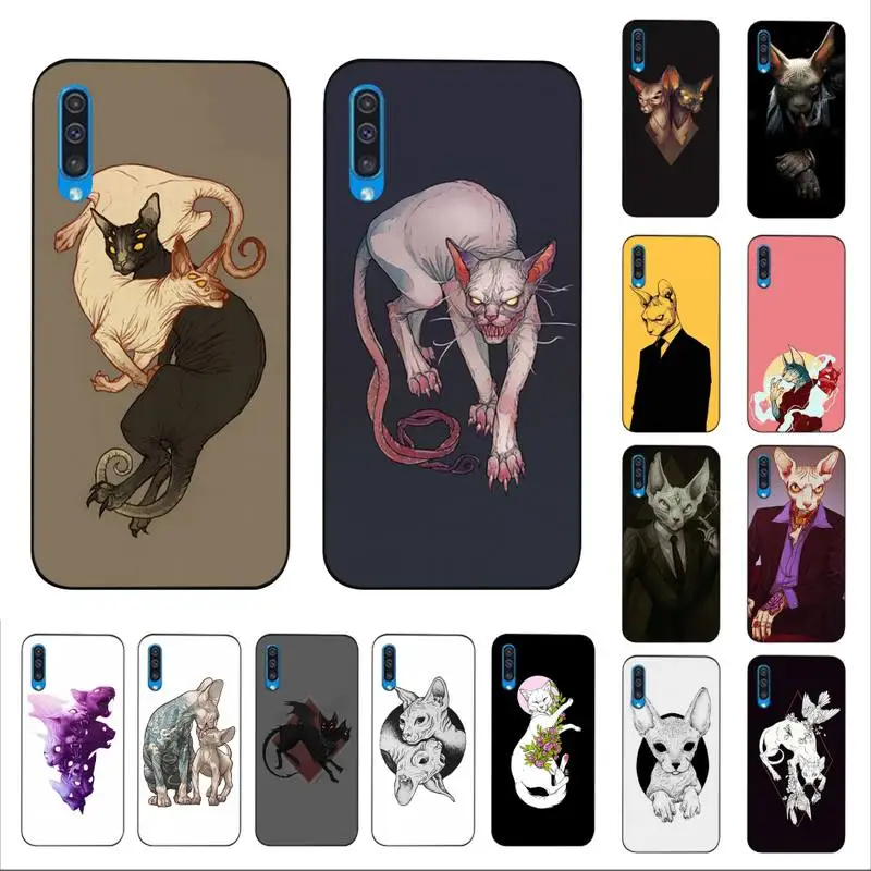 

YNDFCNB Animal Sphynx Hairless cat Phone Case for Samsung A51 01 50 71 21S 70 10 31 40 30 20E 11 A7 2018