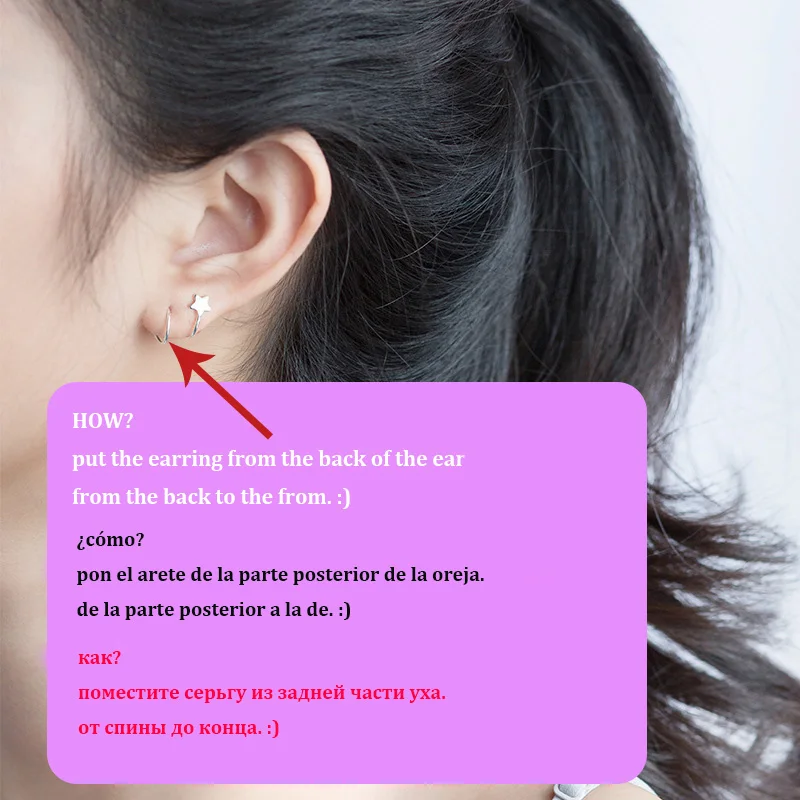 Женские серьги клипсы Trusta из серебра 100% пробы с маленькой звездой и косточками