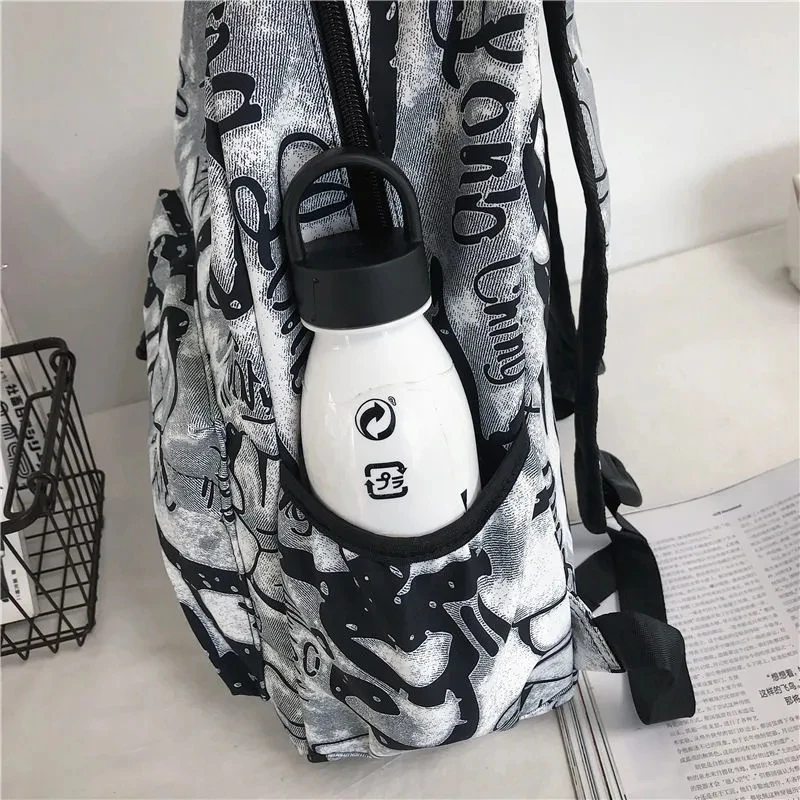 

Large Capacity Unisex Backpacks New Product Surprise 60% Discount Korean School Bag Printed Graffiti High School Students