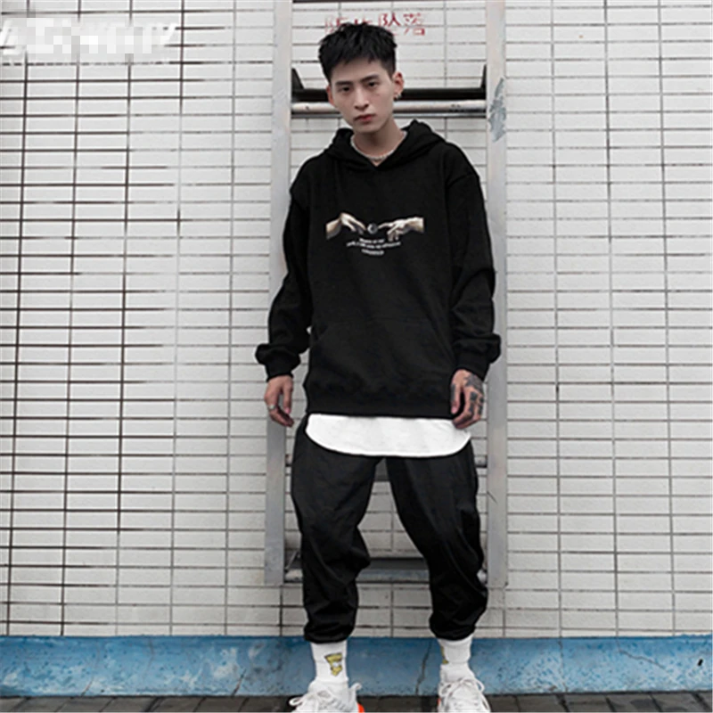 Новинка осени 2020 толстовки мужские с черным принтом флисовая спортивная