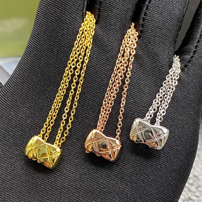 

Classic S925 Silver grid pattern X pendant necklace Ms. clavicle chain of high-end boutique jewelry