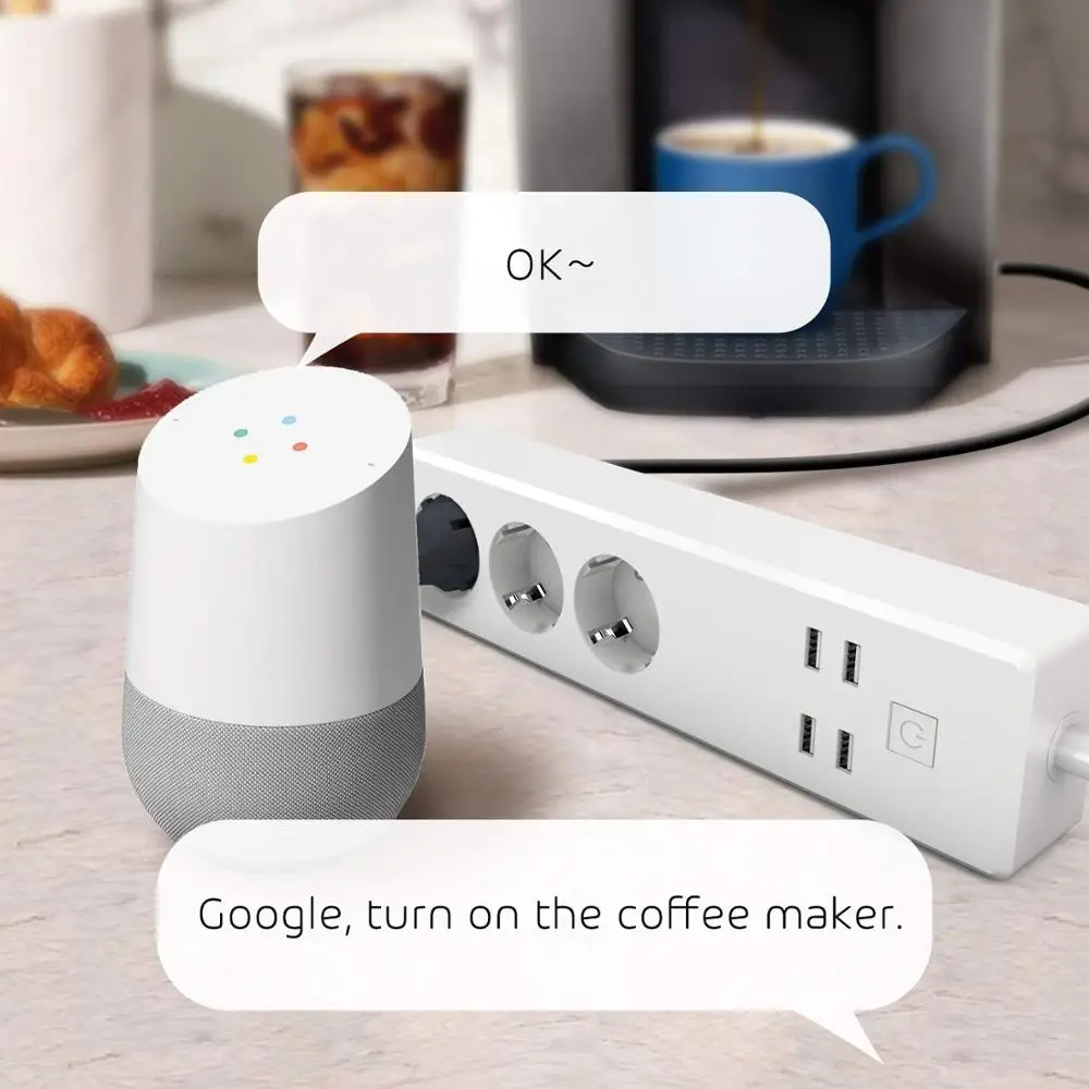 Умный Wi-Fi сетевой фильтр, силовая лента Alexa& Google Assistant& IFTTT,Yandex Alice,поддерживается, приложение дистанционное управление Meross MSS425E США/ЕС/Великобритания