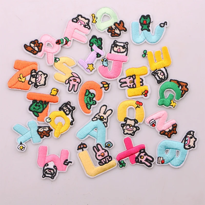 A Z 1 шт. красочный Английский алфавит буквы с животными значок аппликация 3D утюжок