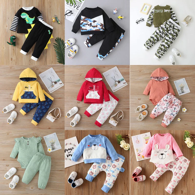 

2pcs Baby Girl Clothes Set Girls Boy Hoodies Suit Cotton Cartoon Long Sleeve Baby clothes Girl Suits Kid Fashion Hooded Ciothing