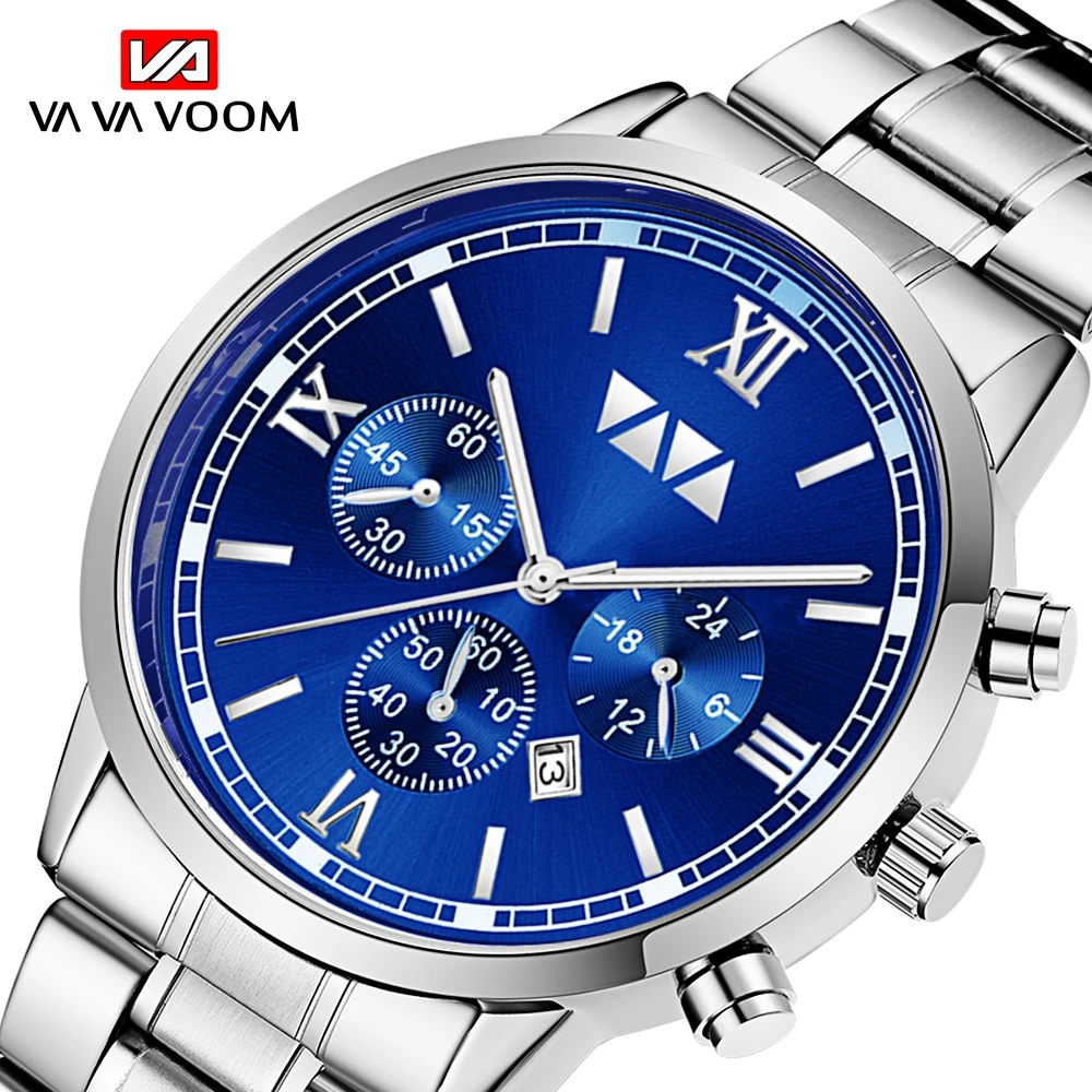 

VAVA VOOM Brand Men Watch Belt Analog Business Watch Simple Stainless Steel Belt Wild Men's Quartz Mens Watches Reloj Hombre
