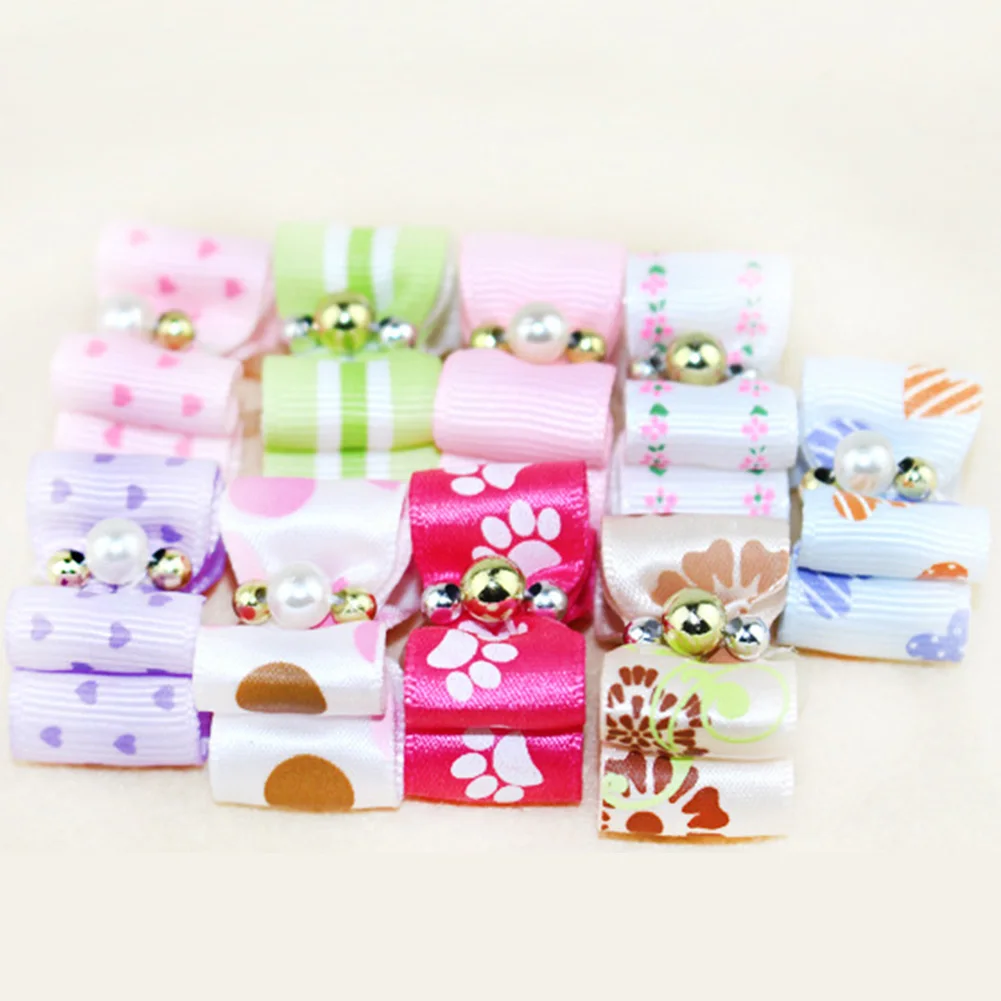 Банты для собак в горошек 10 шт./компл. разные цвета банты шерсти уход за собакой