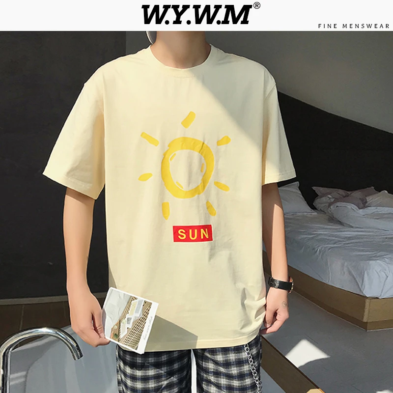 WYWM Мужская мягкая летняя футболка унисекс с принтом солнца Уличная Повседневная