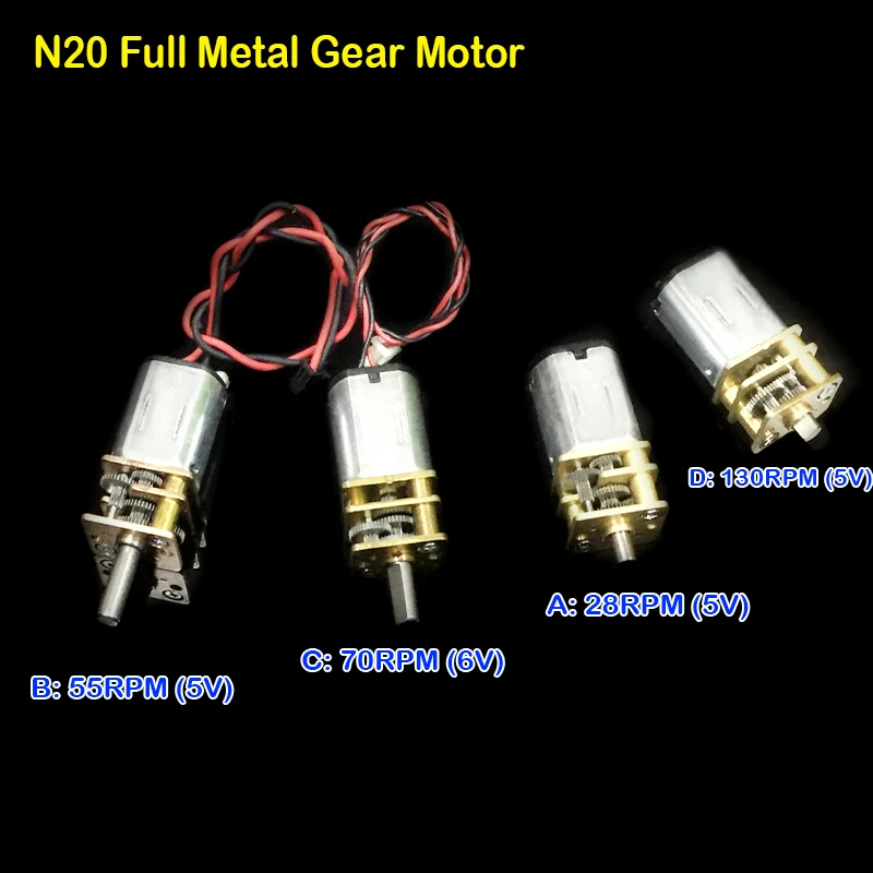 

Micro Mini N20 Gear Motor DC 3V-6V 4.5V 5V 28RPM 55RPM 70RPM 130RPM Slow Speed Full Metal Gearbox Reducer Electric Motor DIY Toy