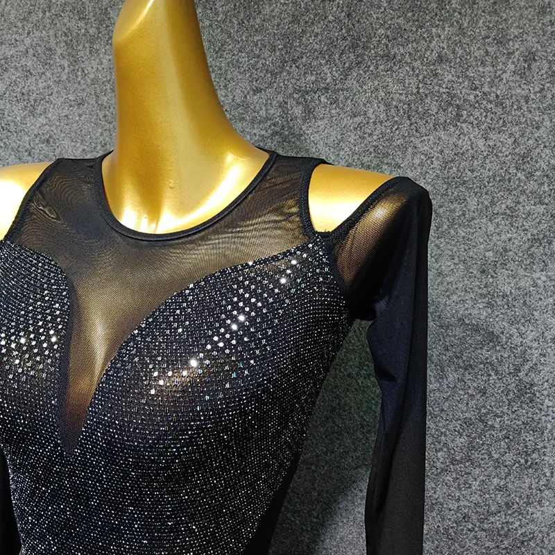 sexy ballroom dress standard dance for dancing waltz fringe sequins long tango black evening women | Тематическая одежда и