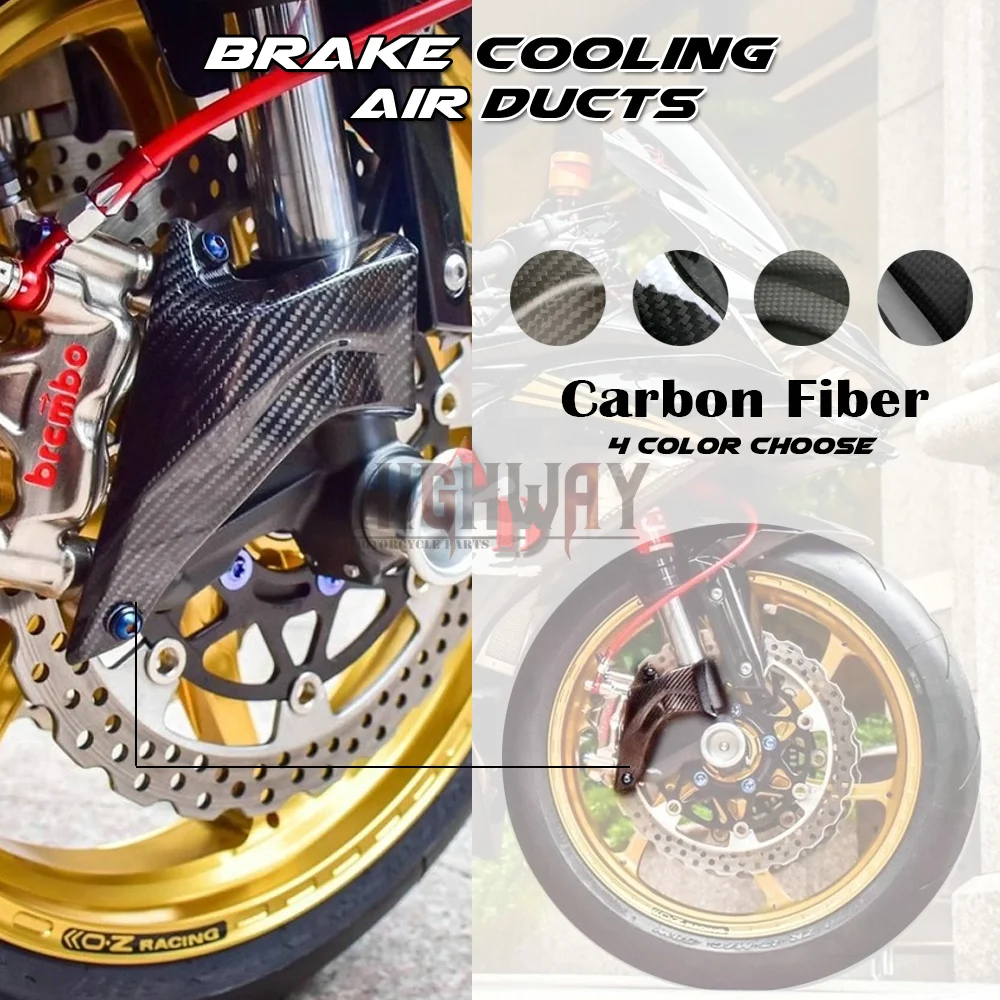 

100mm Front Carbon Fiber Brake Caliper Pads Cooling Cooler Air Duct Channel System For Ducati Streetfighter S 2009-2012