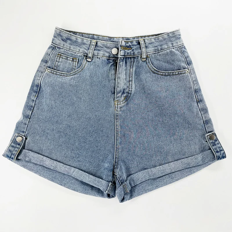 

Summer 2021 New Wide Leg Denim Shorts Women's Loose Thin Rolled Jeans Short Pants Casual Straight Retro High Waisted Shorts