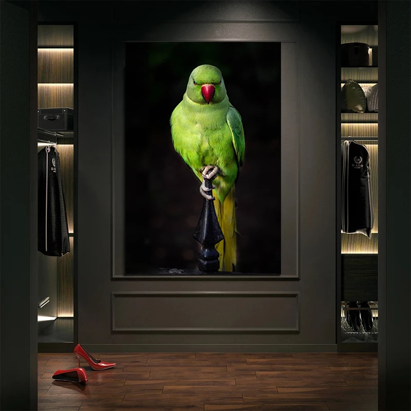 Холст печать плакаты зеленый попугай kingfisher картина HD гостиная стены искусства