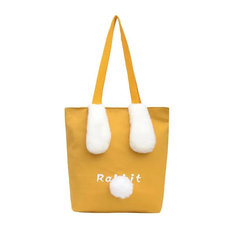 

Cute Cartoon Women's Canvas Bag 2021 Winter New Large-capacity Shoulder Bag Fresh and Sweet Zipper Portable Student School Bag