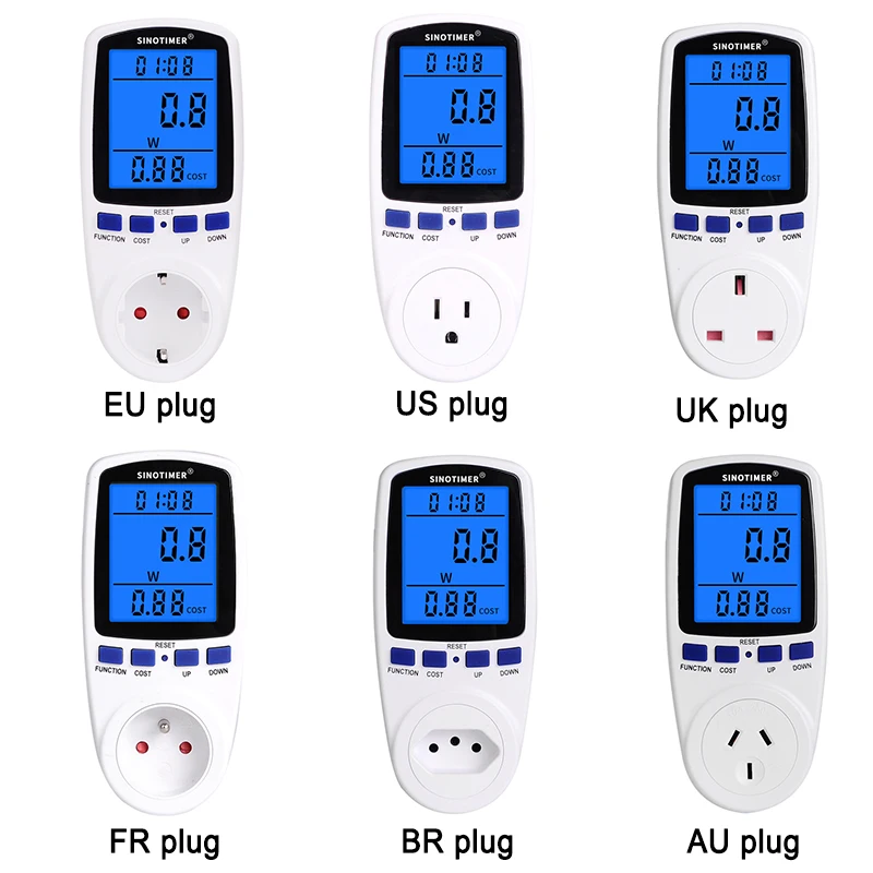 

EU US UK Plug Socket Digital Wattmeter Meter Power Consumption Watt Energy Meter KWh AC 220V 110V Electricity Analyzers Monitors