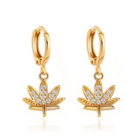 creative metal leaf earrings maple leaf pendant earrings hoop earrings zircon earrings womens jewelry