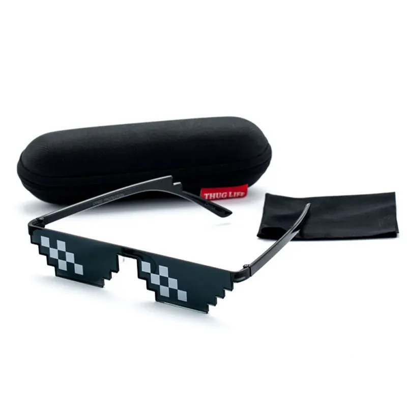 Thug Life Glasses Men Women Sunglasses For Boys Girls Mosaic Funny Cosplay Prop Shades Deal With It Sun Glasses With Case UV400