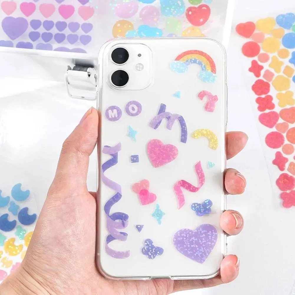 

1PC PVC Laser Stickers Scrapbooking Stick Label Diary Rainbow Series Stationery Stickerfantasy Decorative Album Ribbon W6V2