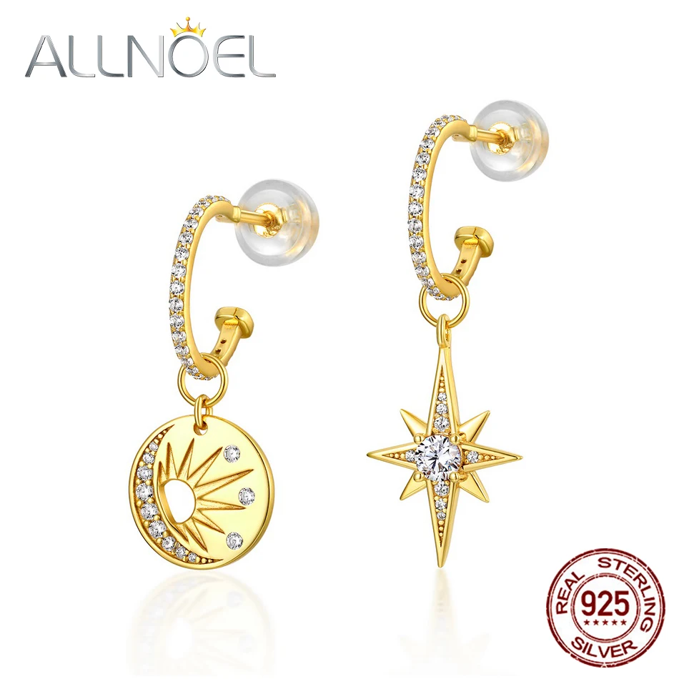 

ALLNOEL Silver 925 Jewelry Earrings 100% Natural White Agate White Zircon For Personalized Women Wedding Brand Fine Jewelry