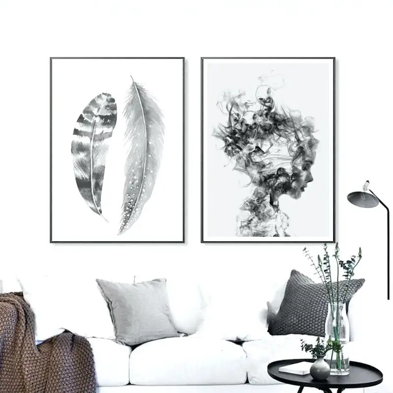 Zwart Wit плакат черно белый настенный художественный скандинавский перо печать