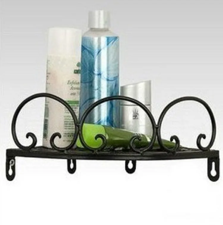 

Wrought Iron Shelf Wall Mount Bathroom Toilet Tripod Corner Storage Rack Simple Bathroom Single Layer