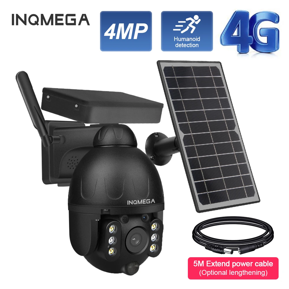 

INQMEGA 4MP Outdoor Solar Camera 4G SIM GSM Wireless Security Solar Cam Battery CCTV Video Surveillance Phone