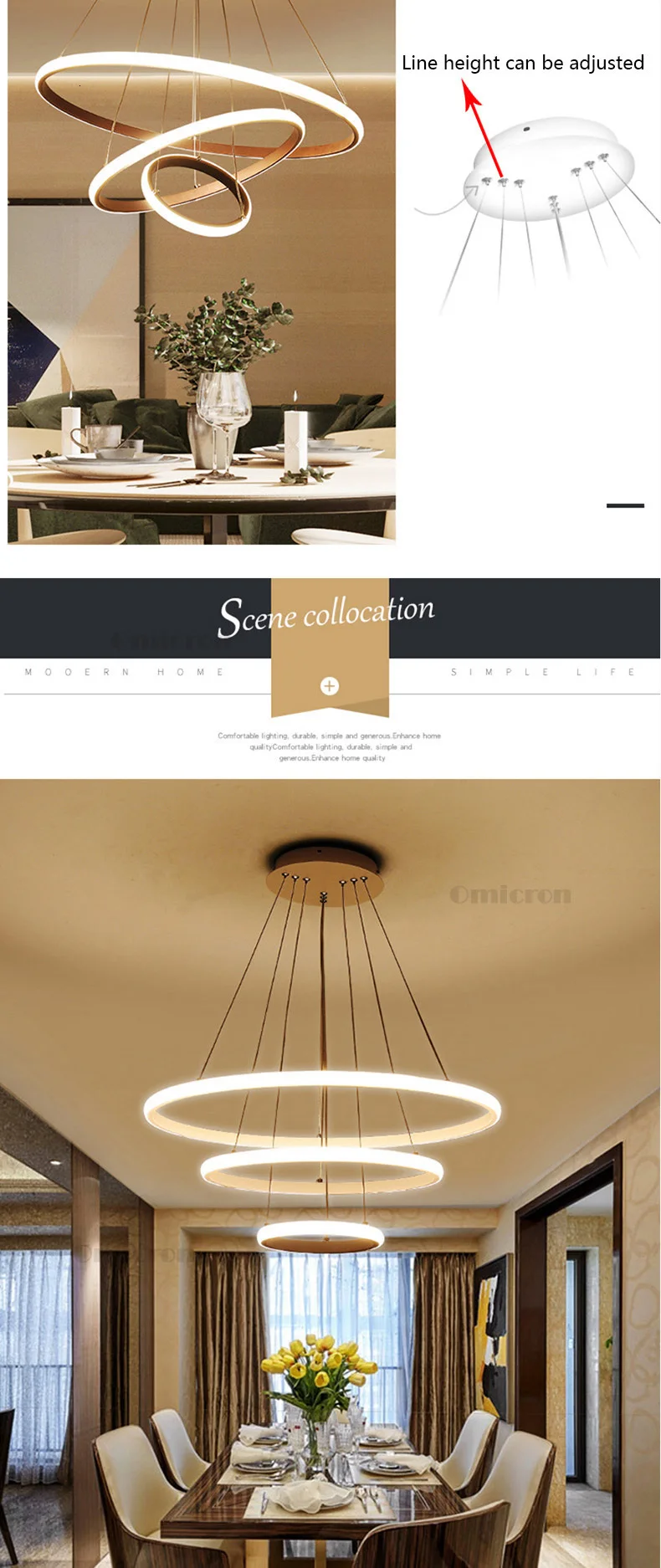 Коричневая/белая современная светодиодная Люстра для гостиной, столовой, ledlamp, кольца, подвесной светильник, современная люстра, освещение