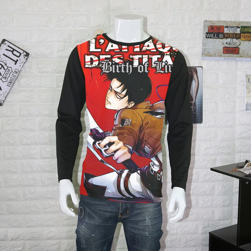 Футболка для косплея атака на Титанов костюмы с длинным рукавом мужчин и женщин