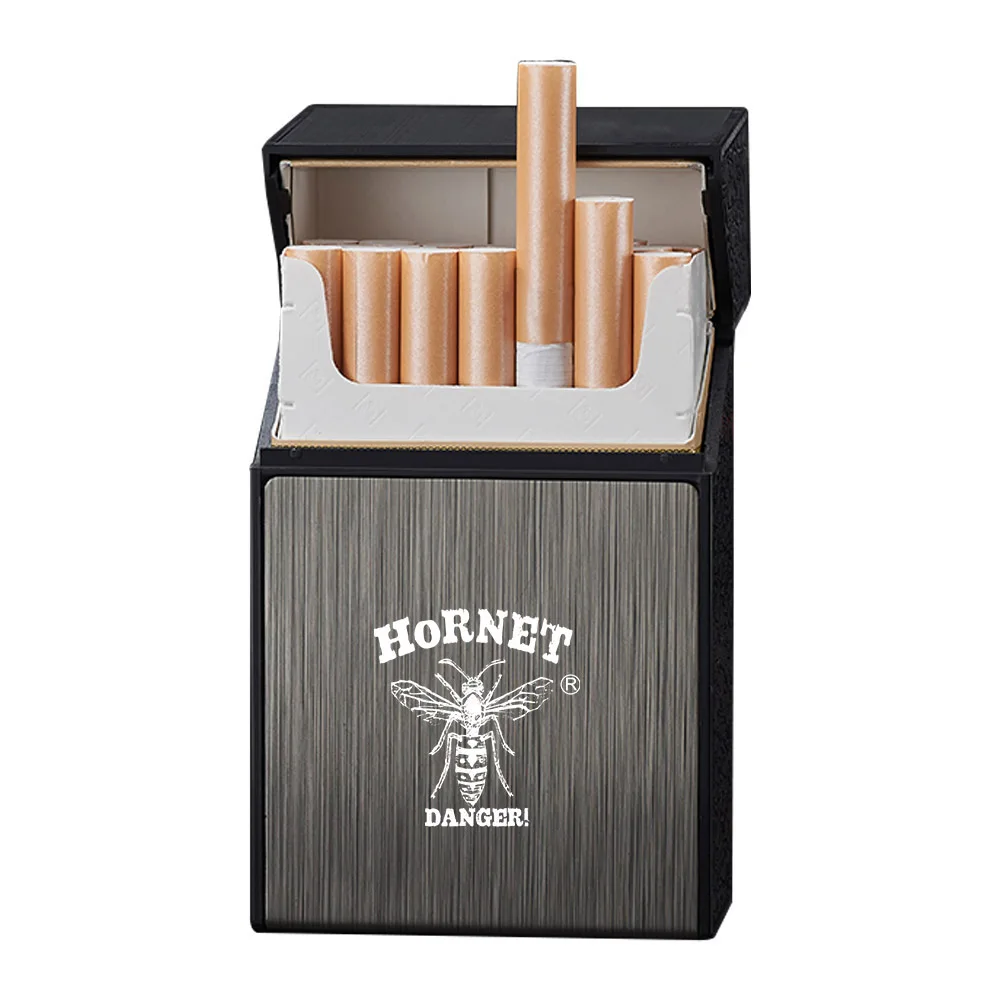 

Алюминиевый Чехол HORENT для сигарет с электрической зажигалкой, перезаряжаемый от USB, ветрозащитный