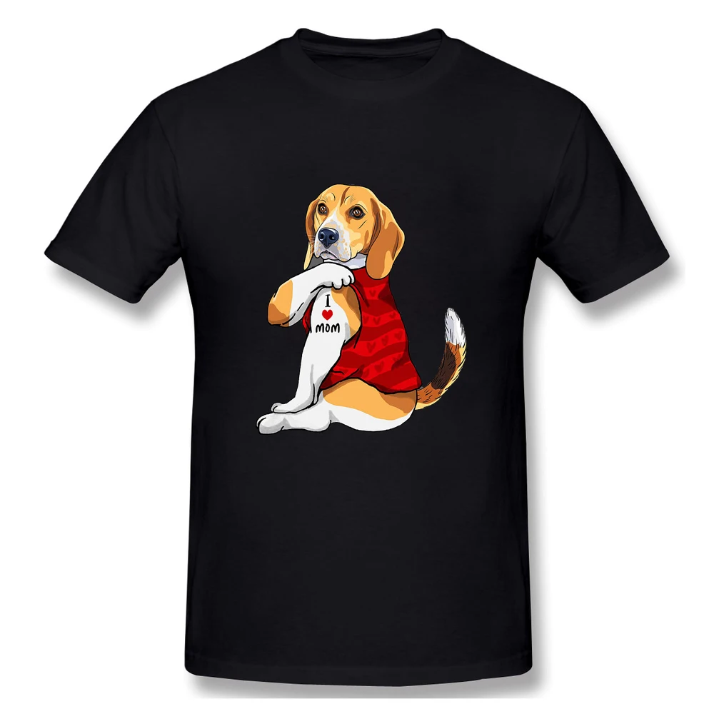 

CLOOCL Pet Dog Beagles I Love Mom for Dog Lover Black Pure Cotton T-Shirt Fashion Cool Tees Men Woman Casual Short Sleeve Tops