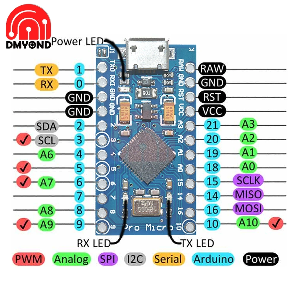 Макетная плата Pro Micro ATMEGA32U4 5 в 16 МГц материнская на замену ATmega328 с 2-рядным