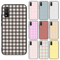 simple pink blue grid pattern phone case for samsung s6 s7 edge s8 s9 s105g lite2019 s20 s 21 plus cover fundas coque