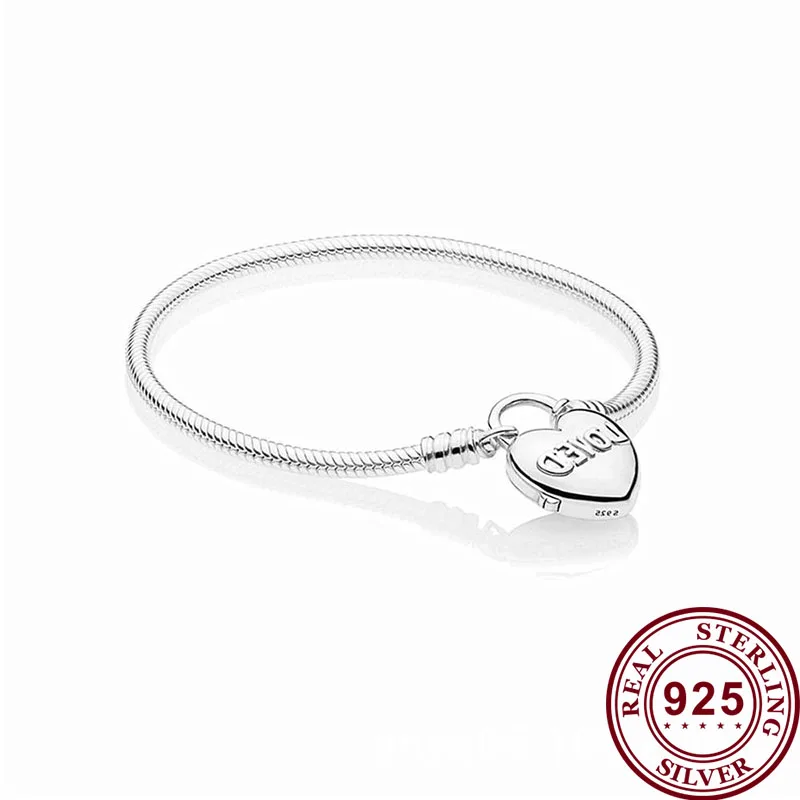

100% 925 брелок, серебряный браслет, Серебряное сердце, логотип Love, цепочка, браслет Pan, Подходит для европейских шармов, браслеты, Женские Ювели...