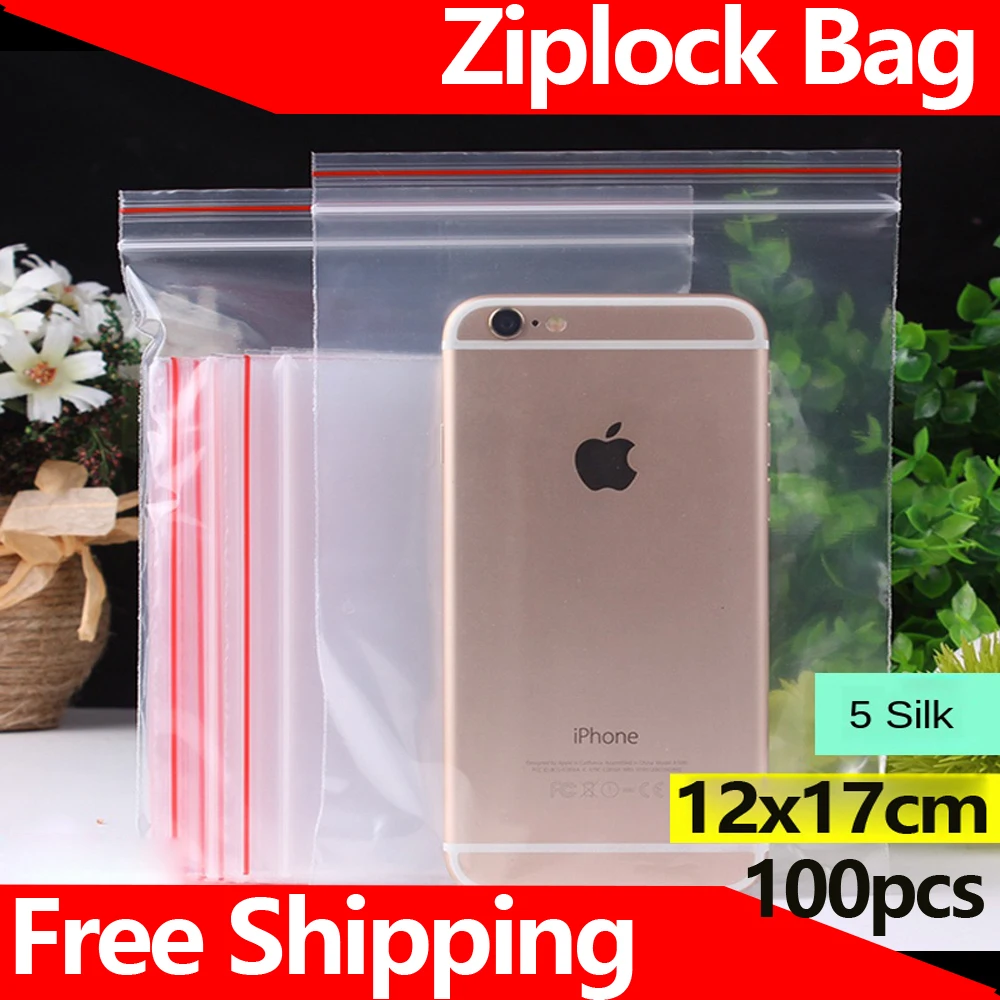 Прозрачный пластиковый пакет на молнии упаковочный 12x17 см 0 05 мм полиэтиленовый