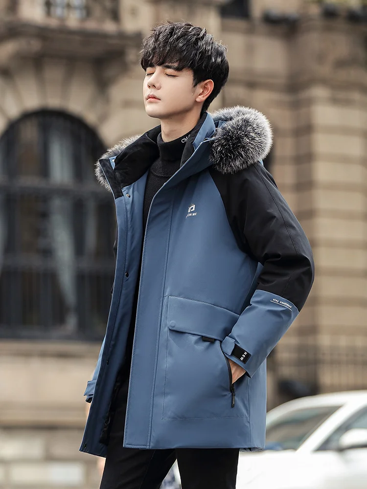 Duck Duck Men's down Jacket Men's Mid-Length New Fashion Brand Extremely Cold Tooling Parka Winter Coat