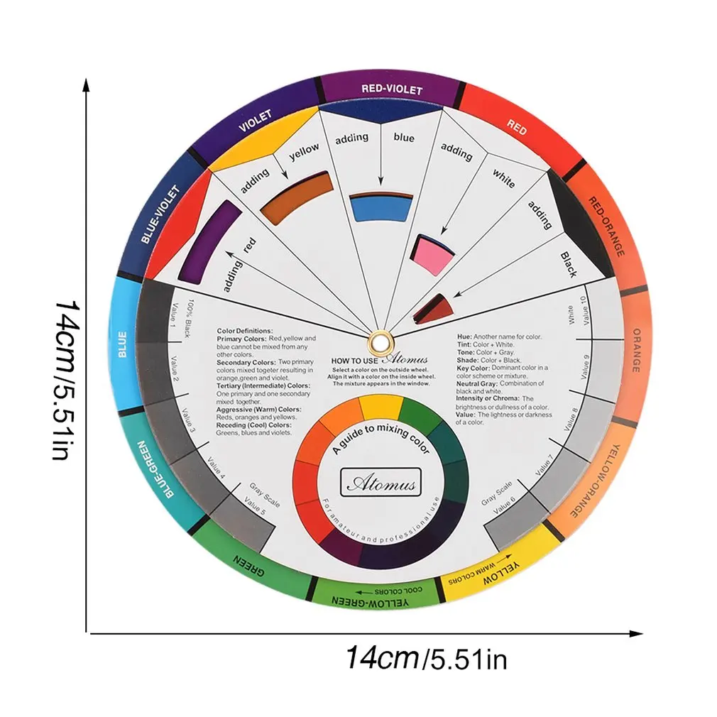 

Mini Tattoo Nail Pigment 12 Color Wheel Paper Card Supplies Three-tier Design Mix Guide Round The Central Circle Rotates