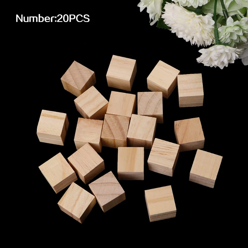 

2021 New 10/25/25mm Wooden Square Blocks Mini Cubes Embellishment for Woodwork Craft DIY
